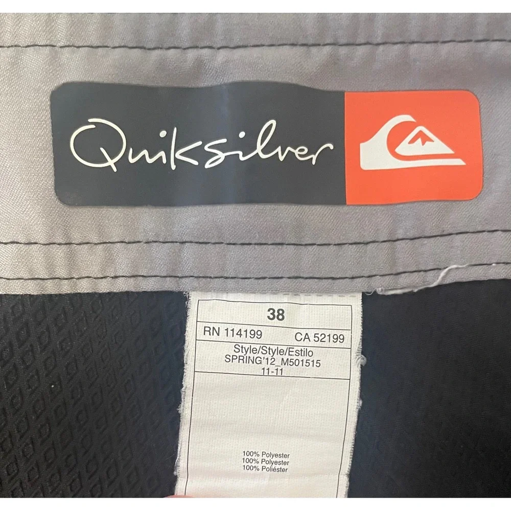Quiksilver Mens Black Board Shorts Swim Trunks Size 38 Contrast Stitch